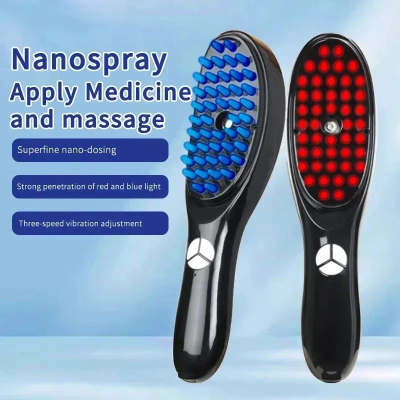 Red & Blue LED Scalp Massage Comb with Vibration for Thicker-Looking Hair