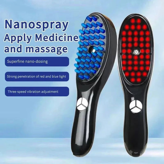 Red & Blue LED Scalp Massage Comb with Vibration for Thicker-Looking Hair