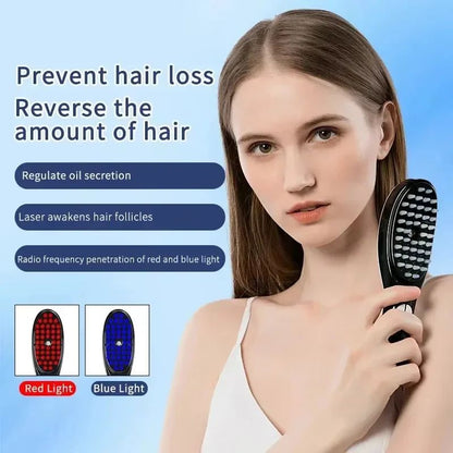Red & Blue LED Scalp Massage Comb with Vibration for Thicker-Looking Hair