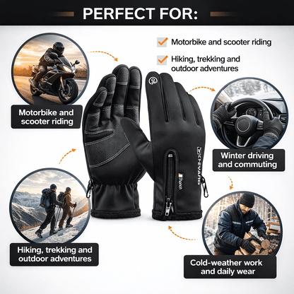 ArcticRide Waterproof Winter Gloves for Men – Thermal Fleece, Touchscreen, Non-Slip Grip