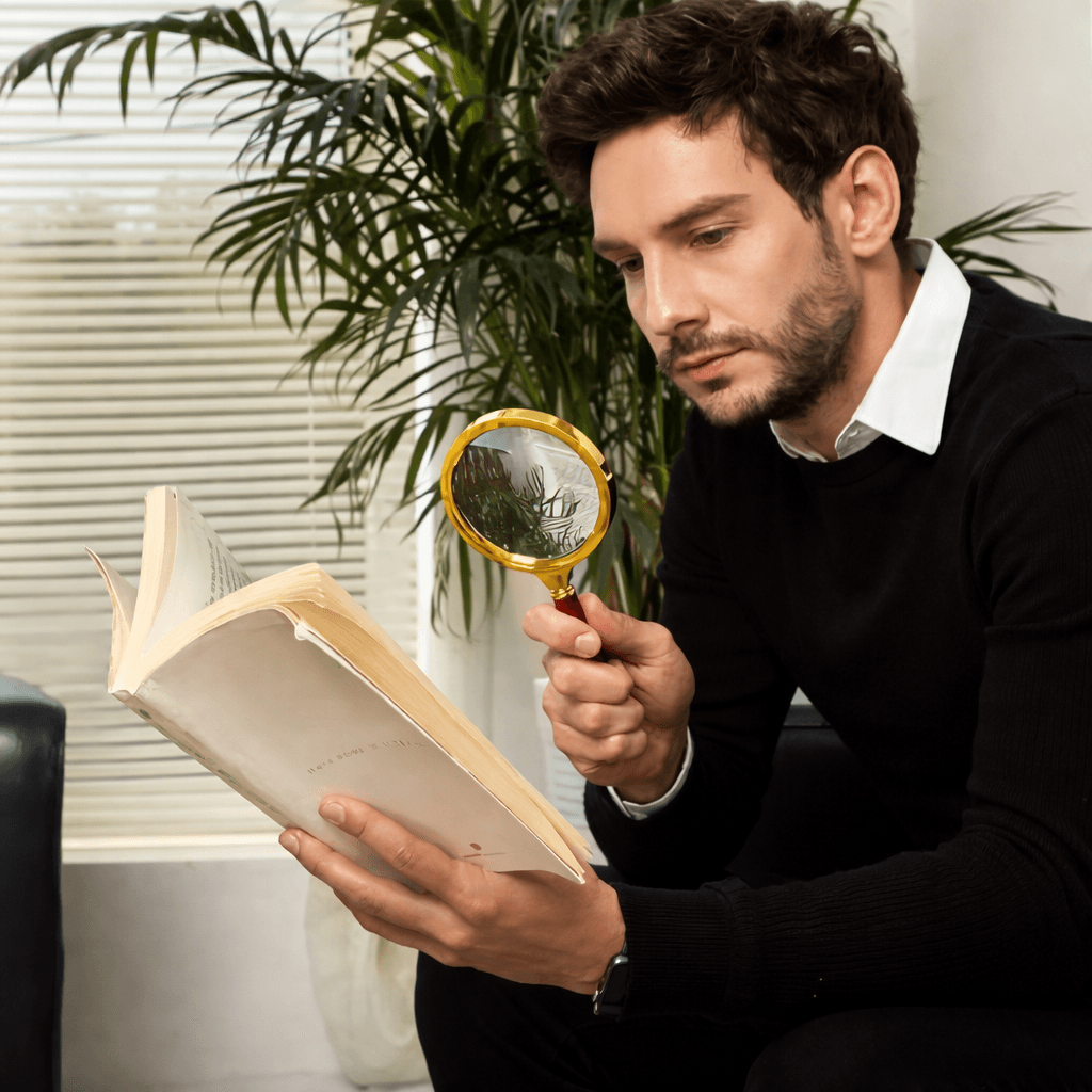 Handheld Metal 50x High-Definition Magnifying Glass | Metal Frame Magnifier for Reading, Scientific Experiments & Precis