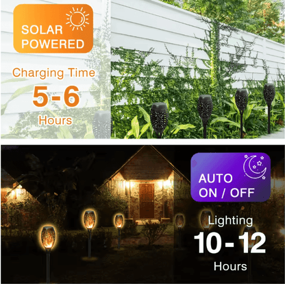 6-Pack Solar Outdoor Flickering Flame LED Lights Waterproof Solar Torch Lights for Garden Yard Patio Pathway