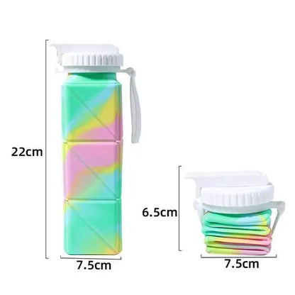 620ml Collapsible Silicone Water Bottle with Straw Lid – Leakproof BPA-Free Travel Bottle