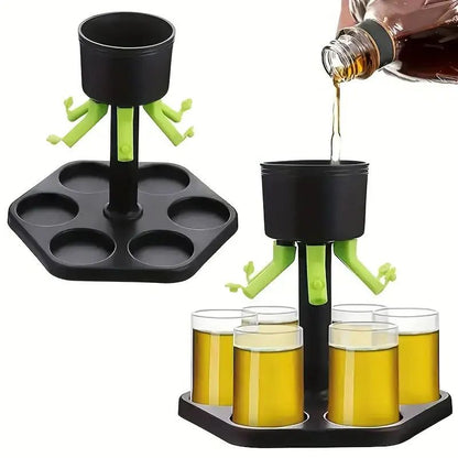 6-Shot Buddy Dispenser with Holder – Plastic Shot Dispenser & Liquor Pourer for Parties