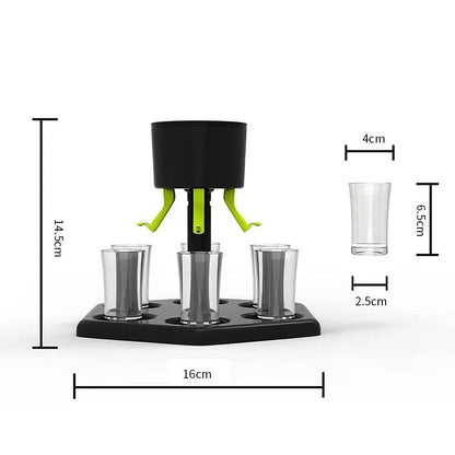 6-Shot Buddy Dispenser with Holder – Plastic Shot Dispenser & Liquor Pourer for Parties
