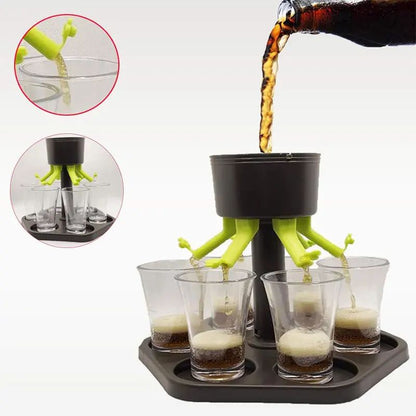 6-Shot Buddy Dispenser with Holder – Plastic Shot Dispenser & Liquor Pourer for Parties