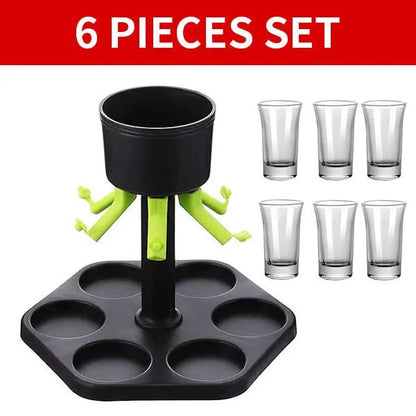 6-Shot Buddy Dispenser with Holder – Plastic Shot Dispenser & Liquor Pourer for Parties
