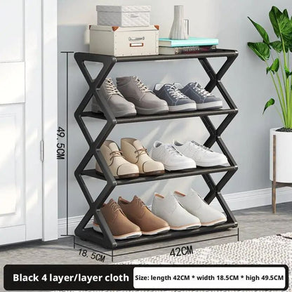 X Shape Dust Proof Shoe Rack Organizer 4 Tier Steel Shoe Rack