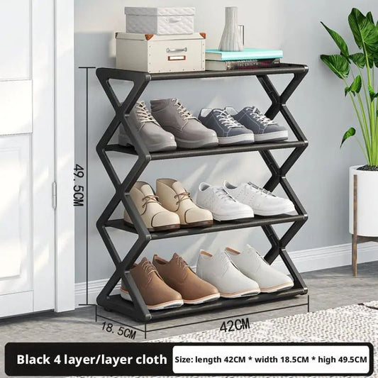 X Shape Dust Proof Shoe Rack Organizer 4 Tier Steel Shoe Rack