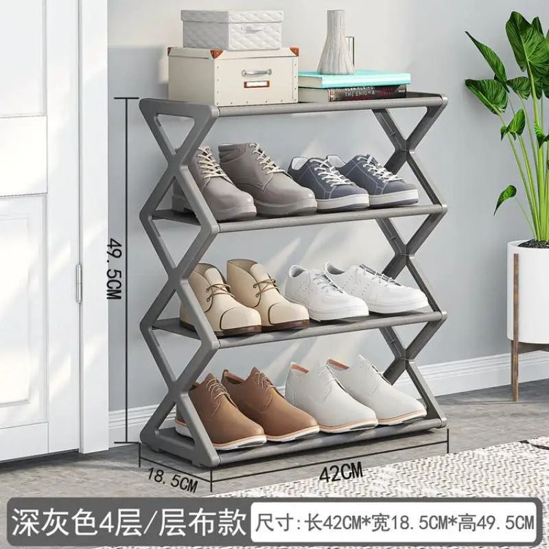 X Shape Dust Proof Shoe Rack Organizer 4 Tier Steel Shoe Rack