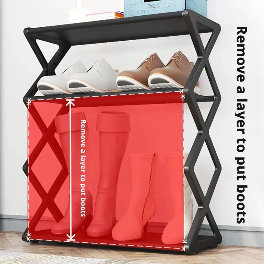 X Shape Dust Proof Shoe Rack Organizer 4 Tier Steel Shoe Rack