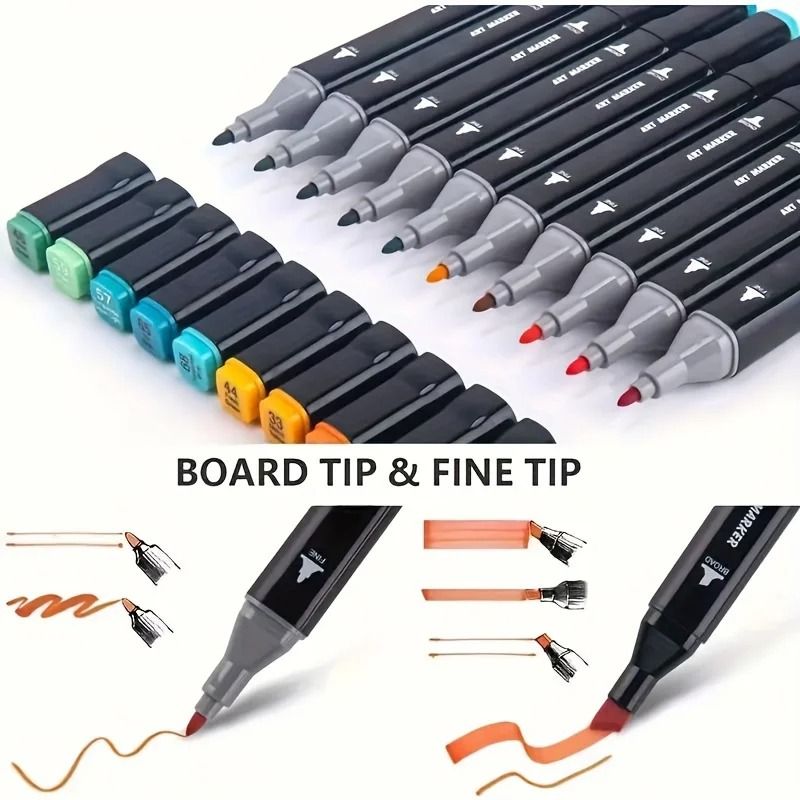 Pro Dual Tip Permanent Art Markers Set for Sketching, Drawing & Design