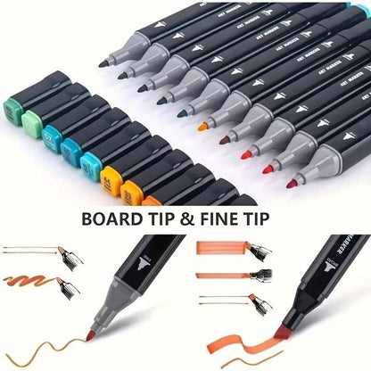 Pro Dual Tip Permanent Art Markers Set for Sketching, Drawing & Design