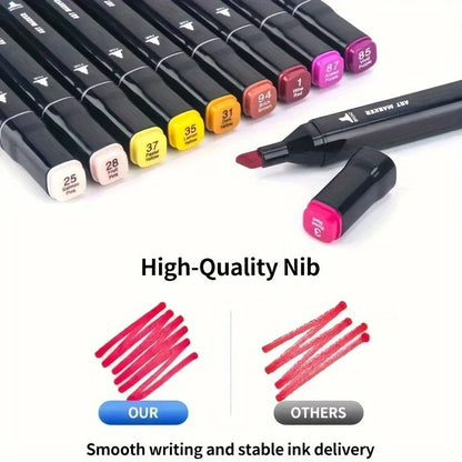 Pro Dual Tip Permanent Art Markers Set for Sketching, Drawing & Design