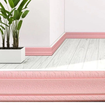 90.6 Inches XPE Foam 3D Skirting Board Trim 8cm | Waterproof Self-Adhesive Wall Sticker Baseboard Waistline Decor Strip
