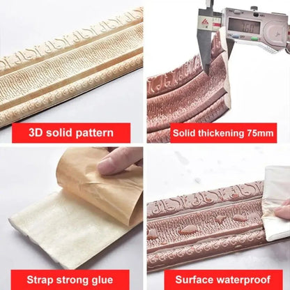 90.6 Inches XPE Foam 3D Skirting Board Trim 8cm | Waterproof Self-Adhesive Wall Sticker Baseboard Waistline Decor Strip