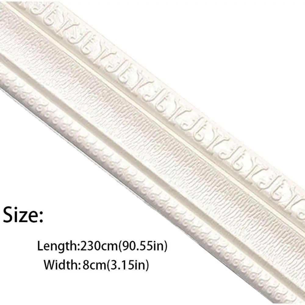 90.6 Inches XPE Foam 3D Skirting Board Trim 8cm | Waterproof Self-Adhesive Wall Sticker Baseboard Waistline Decor Strip