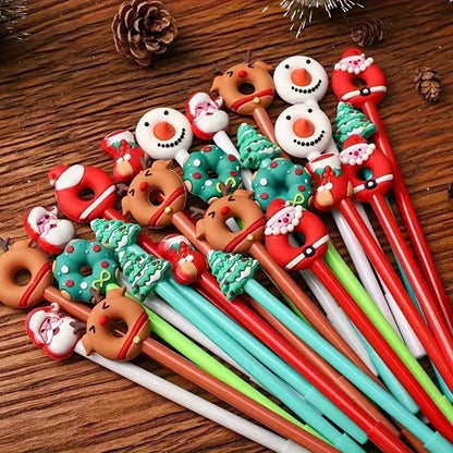 Festive Holiday Christmas Ballpoint Pen Set