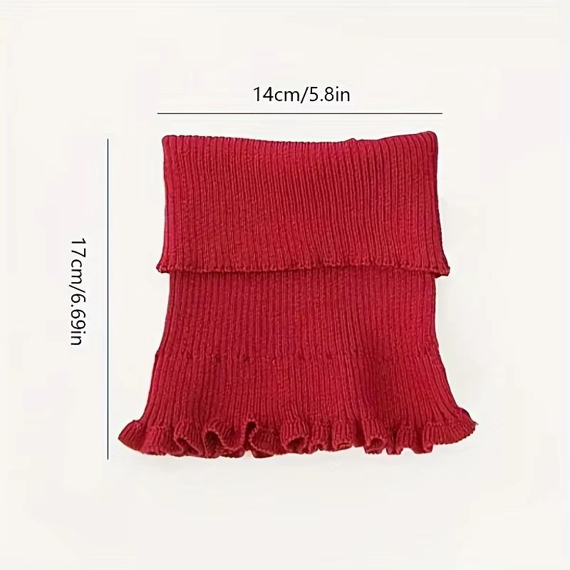 Black and White Knitted Neck Scarf for Women – Soft Thick Warm False Turtleneck with Elegant Ruffle Edge