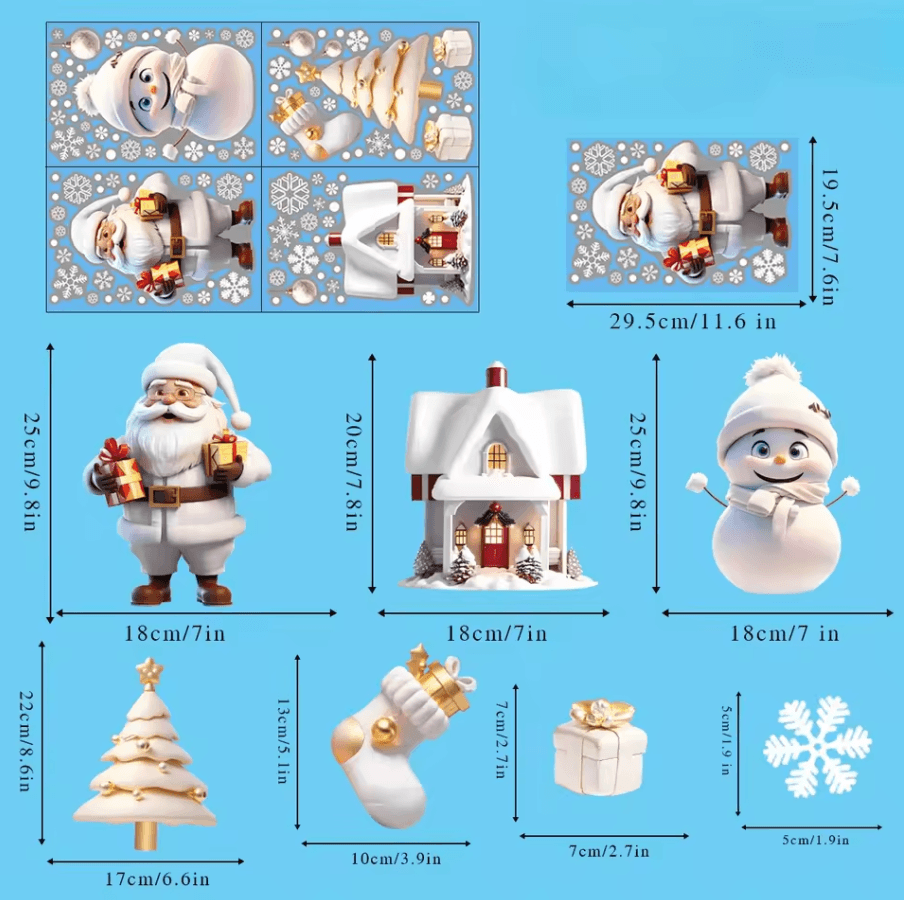 113 Christmas Snowflake Static Window Stickers – Reusable Holiday Party Decoration Decals