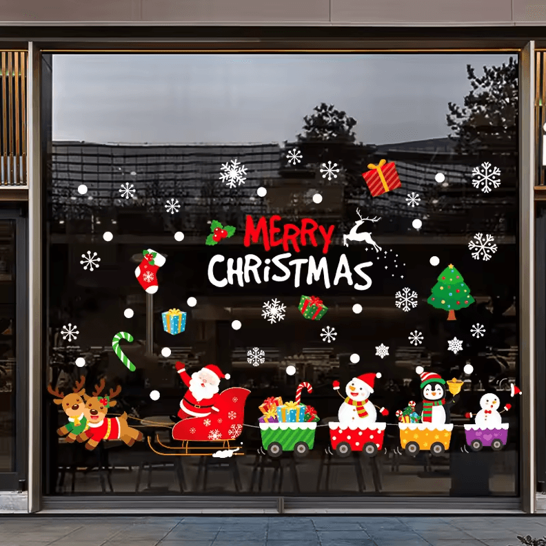 113 Christmas Snowflake Static Window Stickers – Reusable Holiday Party Decoration Decals