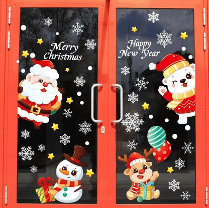 113 Christmas Snowflake Static Window Stickers – Reusable Holiday Party Decoration Decals