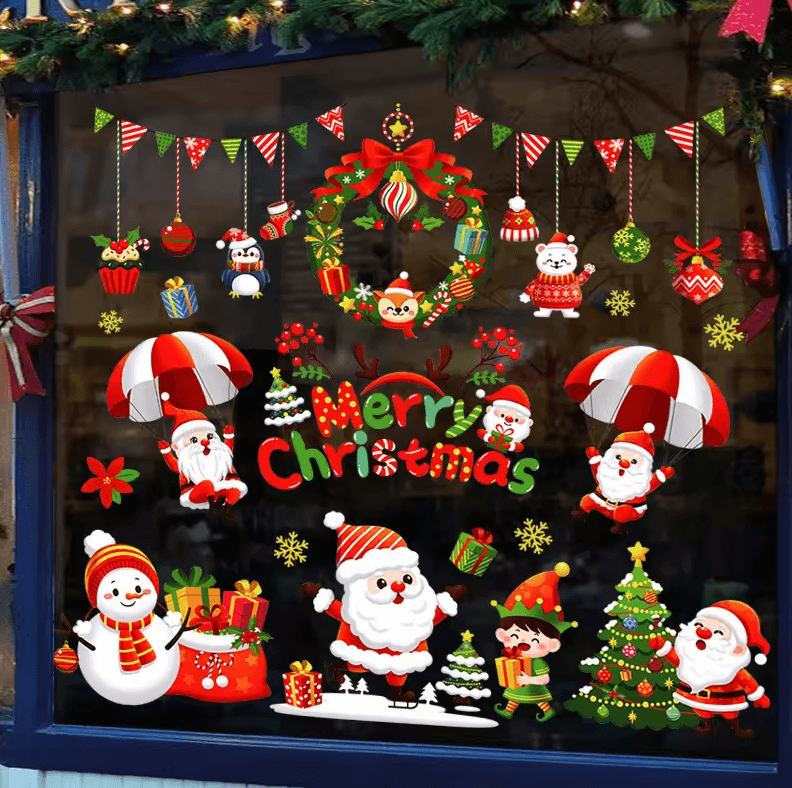 113 Christmas Snowflake Static Window Stickers – Reusable Holiday Party Decoration Decals