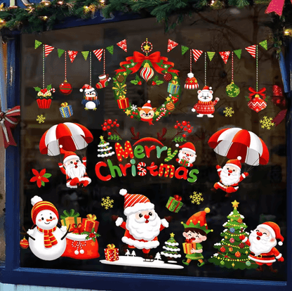 113 Christmas Snowflake Static Window Stickers – Reusable Holiday Party Decoration Decals