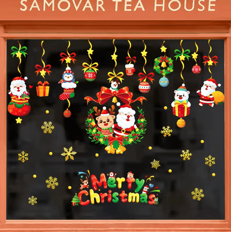 113 Christmas Snowflake Static Window Stickers – Reusable Holiday Party Decoration Decals