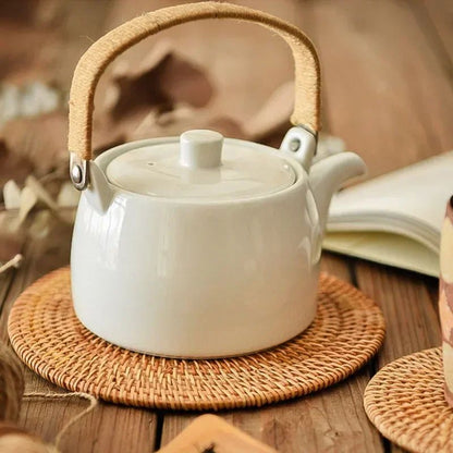 Handwoven Rattan Coaster & Heat Resistant Trivet Pad for Mugs and Hot Pots
