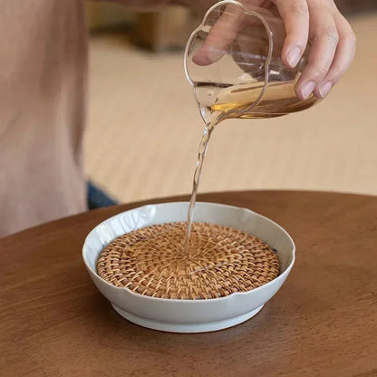 Handwoven Rattan Coaster & Heat Resistant Trivet Pad for Mugs and Hot Pots