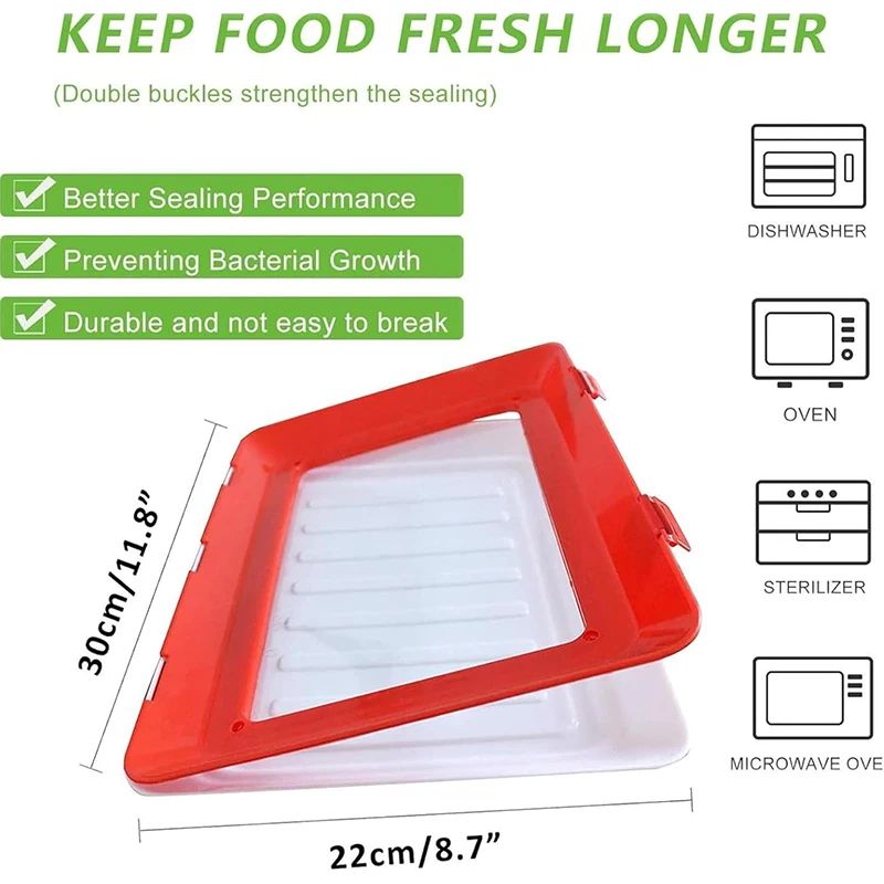 Stackable Food Preservation Tray Set - Reusable Refrigerator Storage Trays with Vacuum-Style Stretch Lid