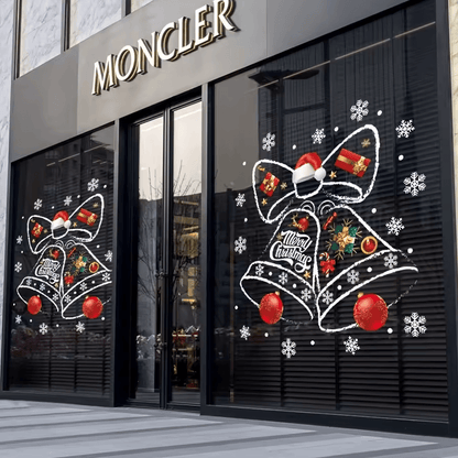 Christmas Decorative Window Stickers – Festive Clock Wall Decals for Holiday Shop & Home