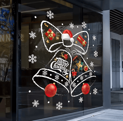 Christmas Decorative Window Stickers – Festive Clock Wall Decals for Holiday Shop & Home