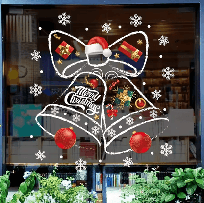 Christmas Decorative Window Stickers – Festive Clock Wall Decals for Holiday Shop & Home