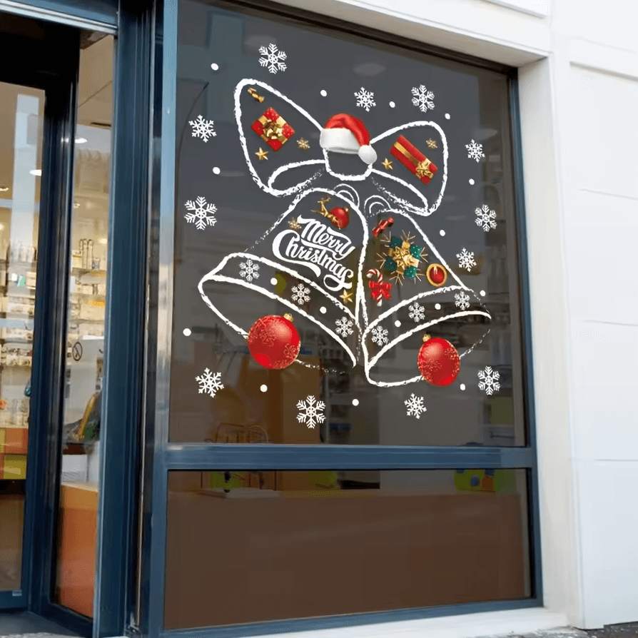 Christmas Decorative Window Stickers – Festive Clock Wall Decals for Holiday Shop & Home