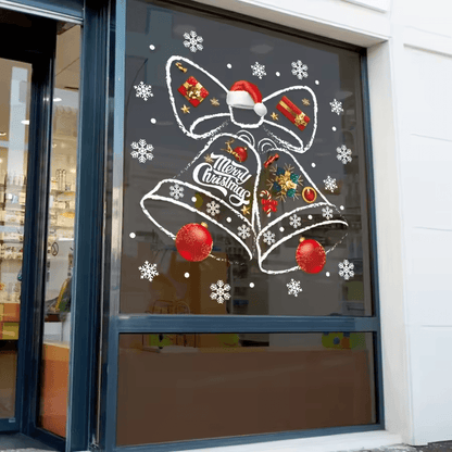 Christmas Decorative Window Stickers – Festive Clock Wall Decals for Holiday Shop & Home