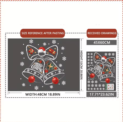 Christmas Decorative Window Stickers – Festive Clock Wall Decals for Holiday Shop & Home