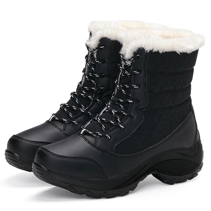 FrostStep Waterproof Womens Winter Platform Boots with Warm Fur Lining