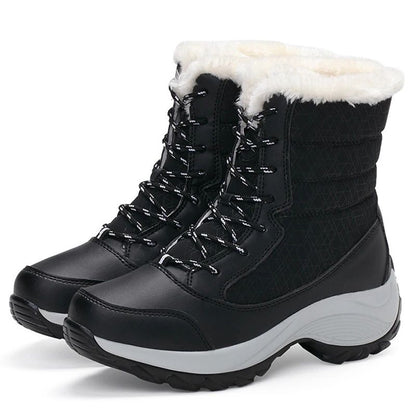 FrostStep Waterproof Womens Winter Platform Boots with Warm Fur Lining