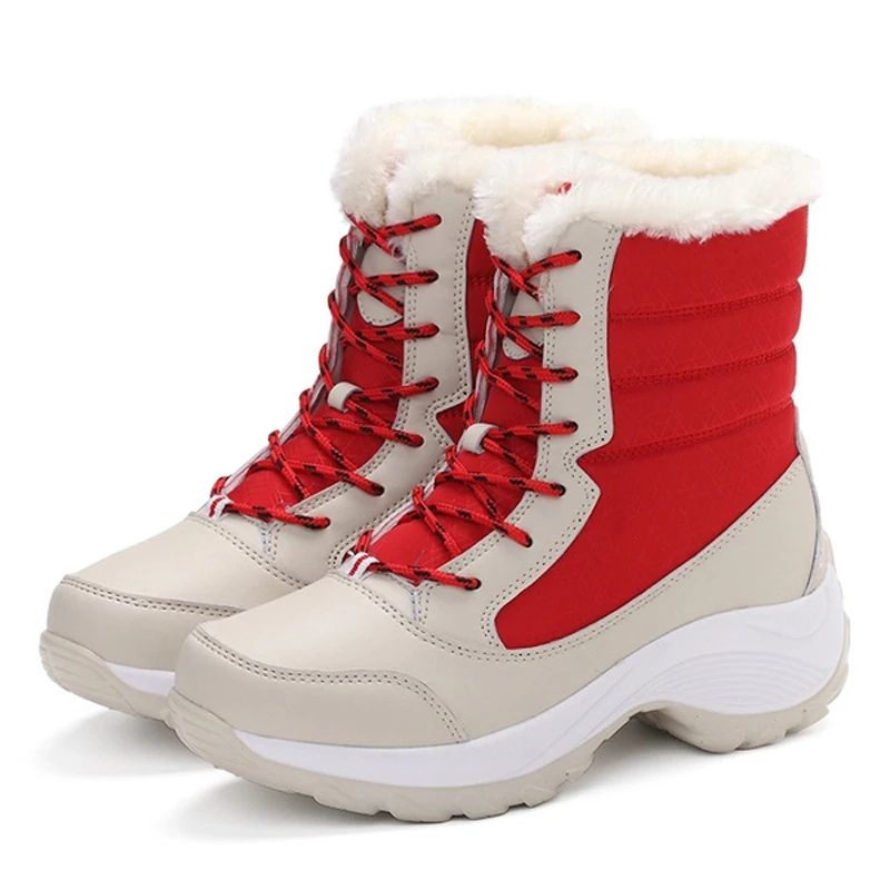 FrostStep Waterproof Womens Winter Platform Boots with Warm Fur Lining