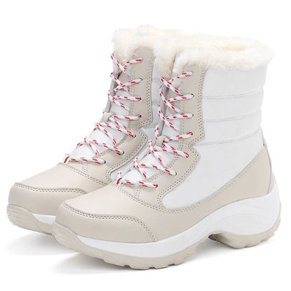 FrostStep Waterproof Womens Winter Platform Boots with Warm Fur Lining