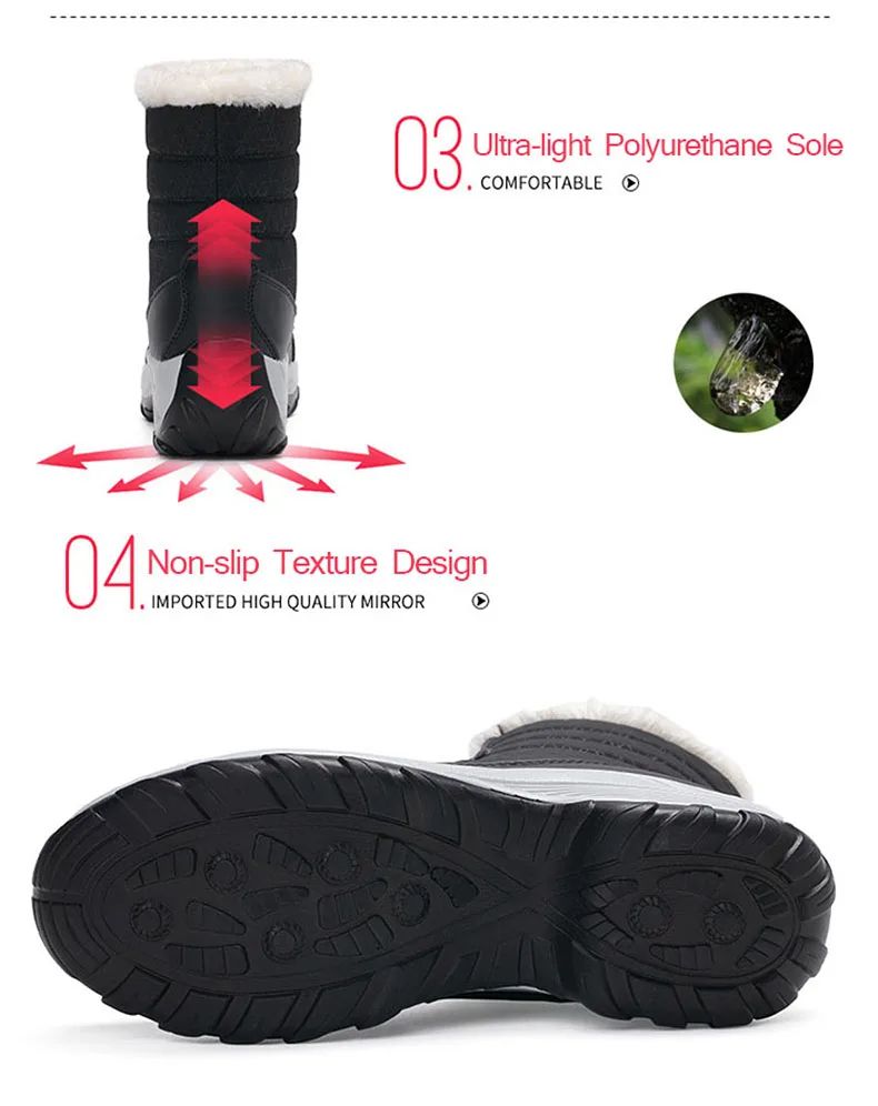 FrostStep Waterproof Womens Winter Platform Boots with Warm Fur Lining