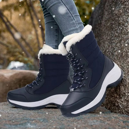 FrostStep Waterproof Womens Winter Platform Boots with Warm Fur Lining