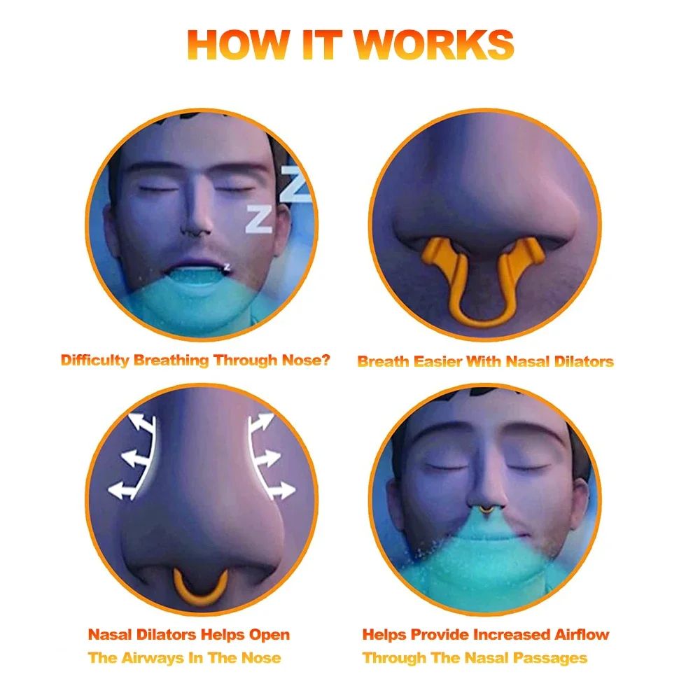 Nasal Dilator, Silicone Nose Clip Stop Snore Aid, Easy Breathe Sleep Support, Improve Rhinitis Relief