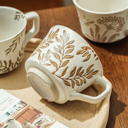 Nordic Garden Hand Painted Ceramic Mug – Floral Porcelain Coffee & Tea Cup