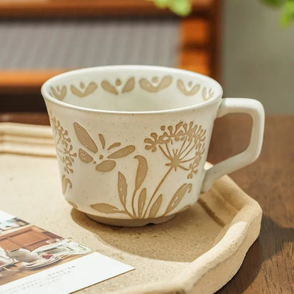 Nordic Garden Hand Painted Ceramic Mug – Floral Porcelain Coffee & Tea Cup