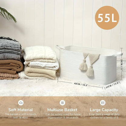Large Woven Cotton Storage Basket