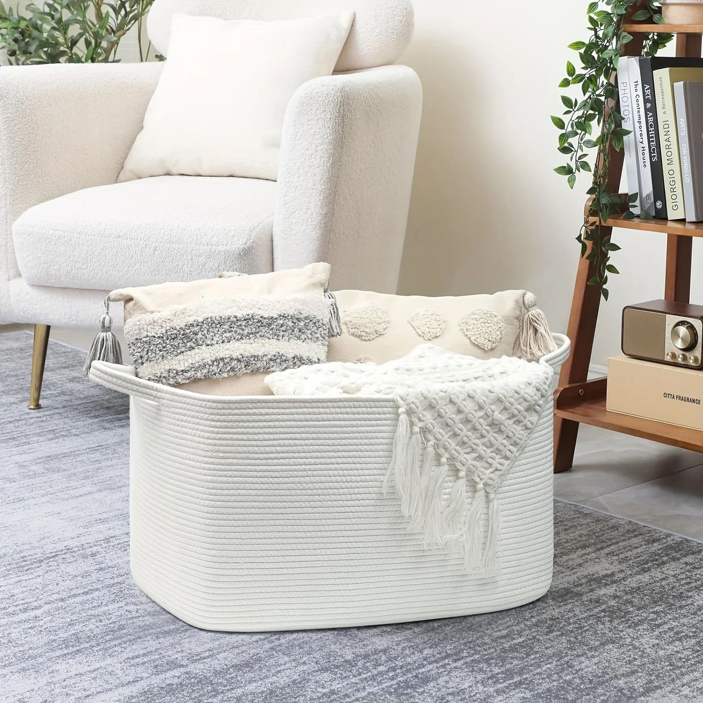 Large Woven Cotton Storage Basket