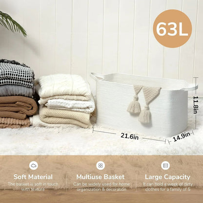 Large Woven Cotton Storage Basket